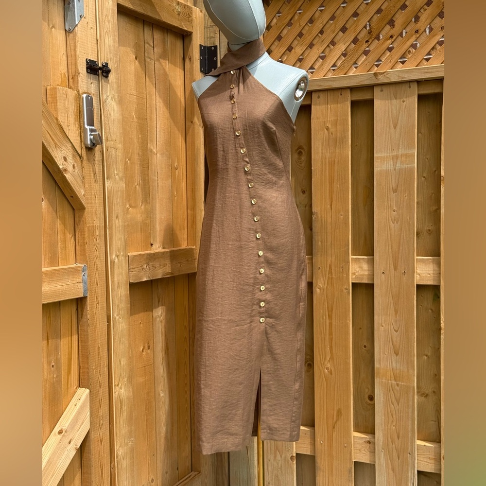 🆕 CULT GAIA 🧿 NWOT Romia Button-Detail Dress, Affogato Brown - Sz XS - Picture 10 of 15